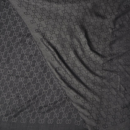 Gucci Wool Silk GG Monogram GGNat Plus Scarf Anthracite 3 of 4