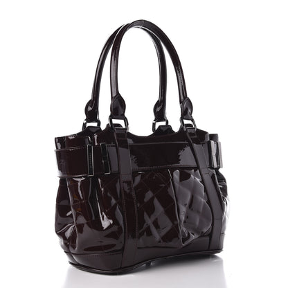Burberry Patent Quilted Small Eastmore Landscape Tote Plum 3 of 10