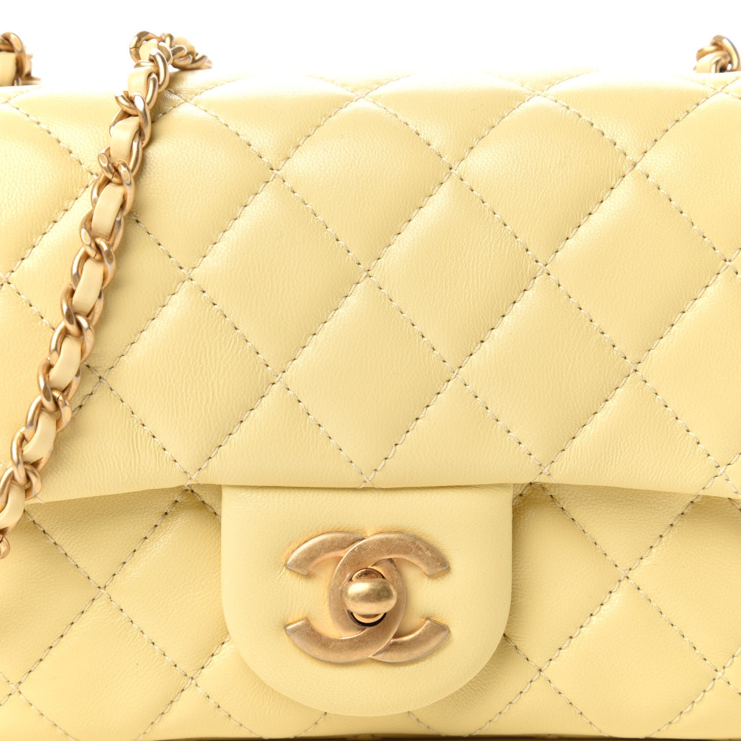 Chanel Lambskin Quilted Mini Pearl Crush Flap Yellow 10 of 10