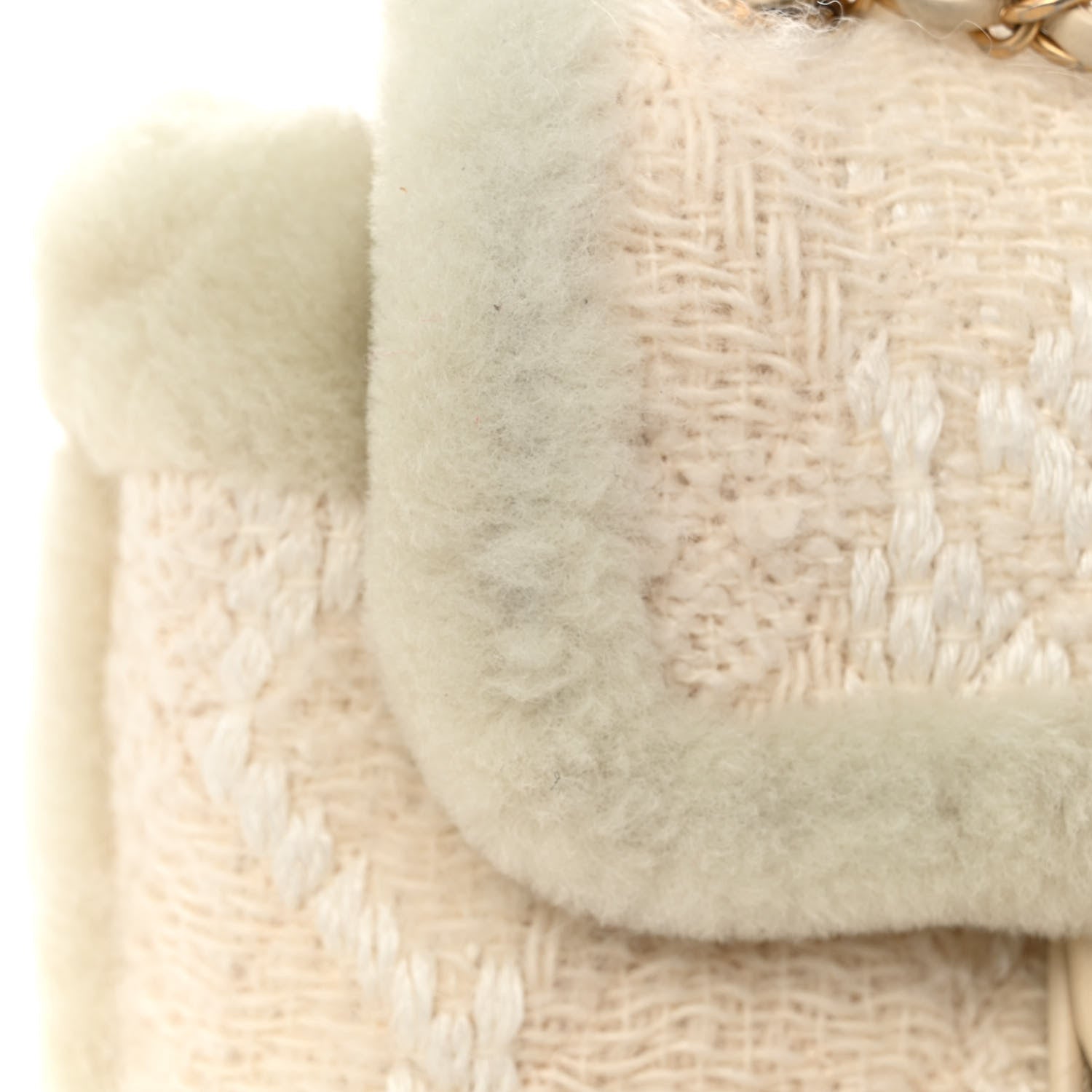 Chanel Tweed Shearling Quilted CC Backpack White 11 of 11