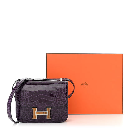 Hermes Shiny Alligator Tiger Eye Constance 18 Amethyst 11 of 11