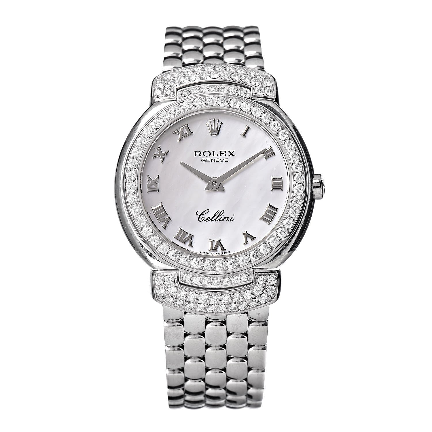 Rolex 18K White Gold Diamond Mother of Pearl 26mm Cellini Cellissima Quartz Watch 6672 1 of 6