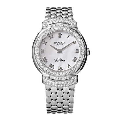 Rolex 18K White Gold Diamond Mother of Pearl 26mm Cellini Cellissima Quartz Watch 6672 1 of 6