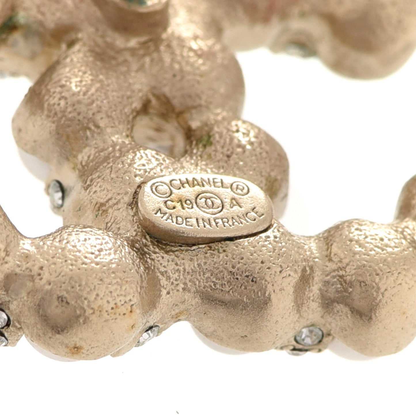 Pearl Crystal CC Earrings Gold