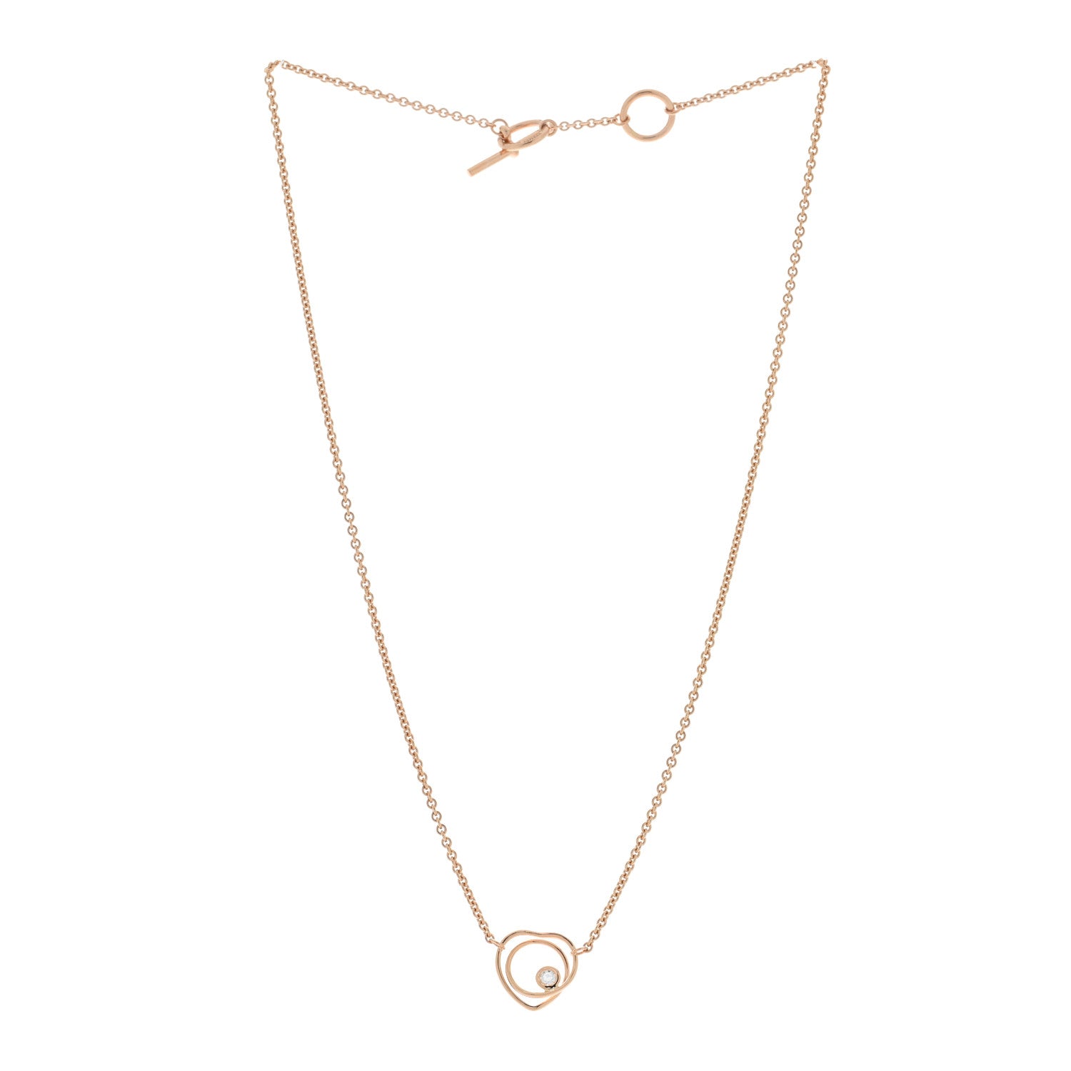 Hermes 18K Rose Gold Diamond TPM Vertige Coeur Necklace 3 of 5