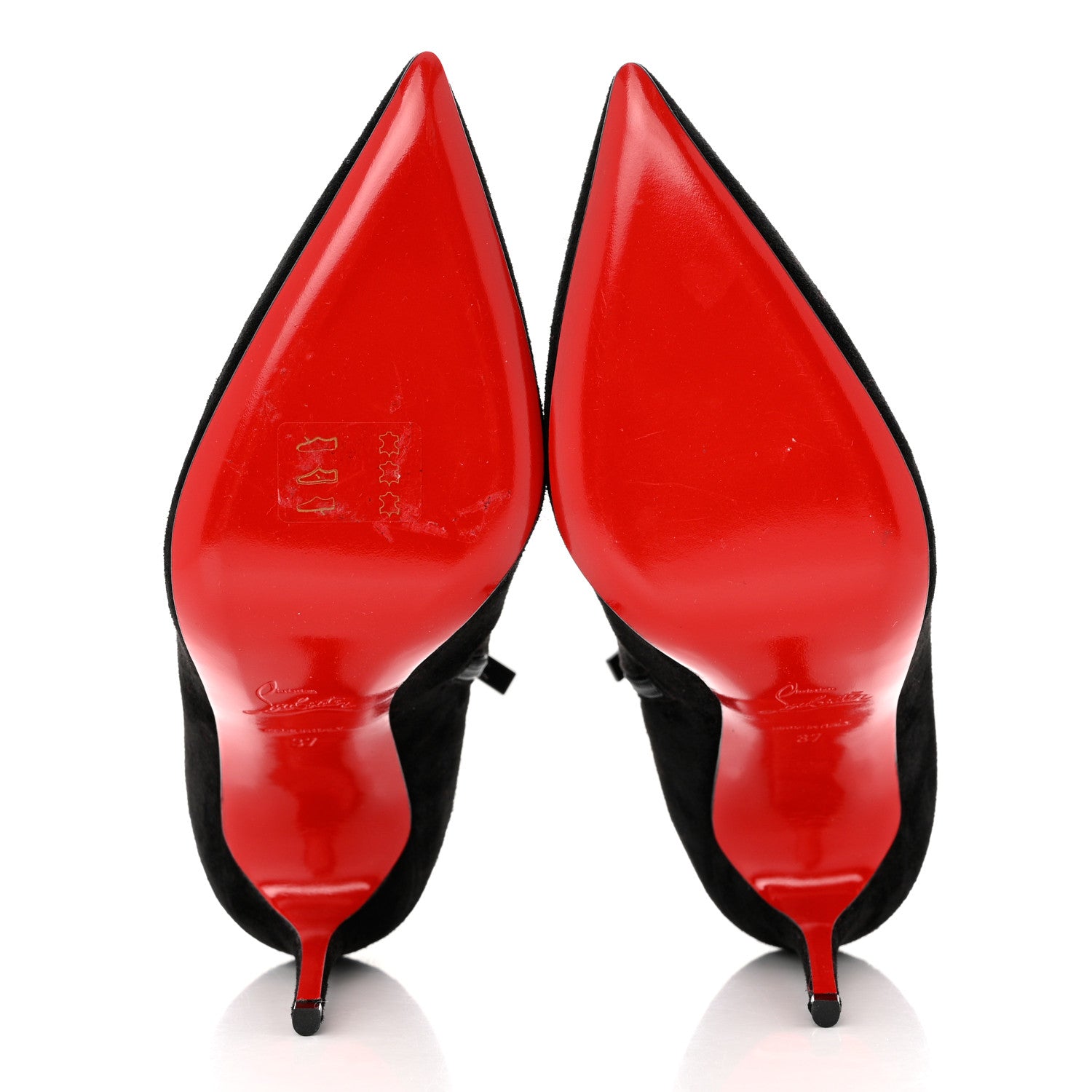 Christian Louboutin Suede Calfskin Lock So Kate Booty 100 Ankle Booties 37 Black 5 of 7