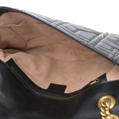 Gucci Calfskin Matelasse Studded Medium GG Marmont Shoulder Bag Black 5 of 11