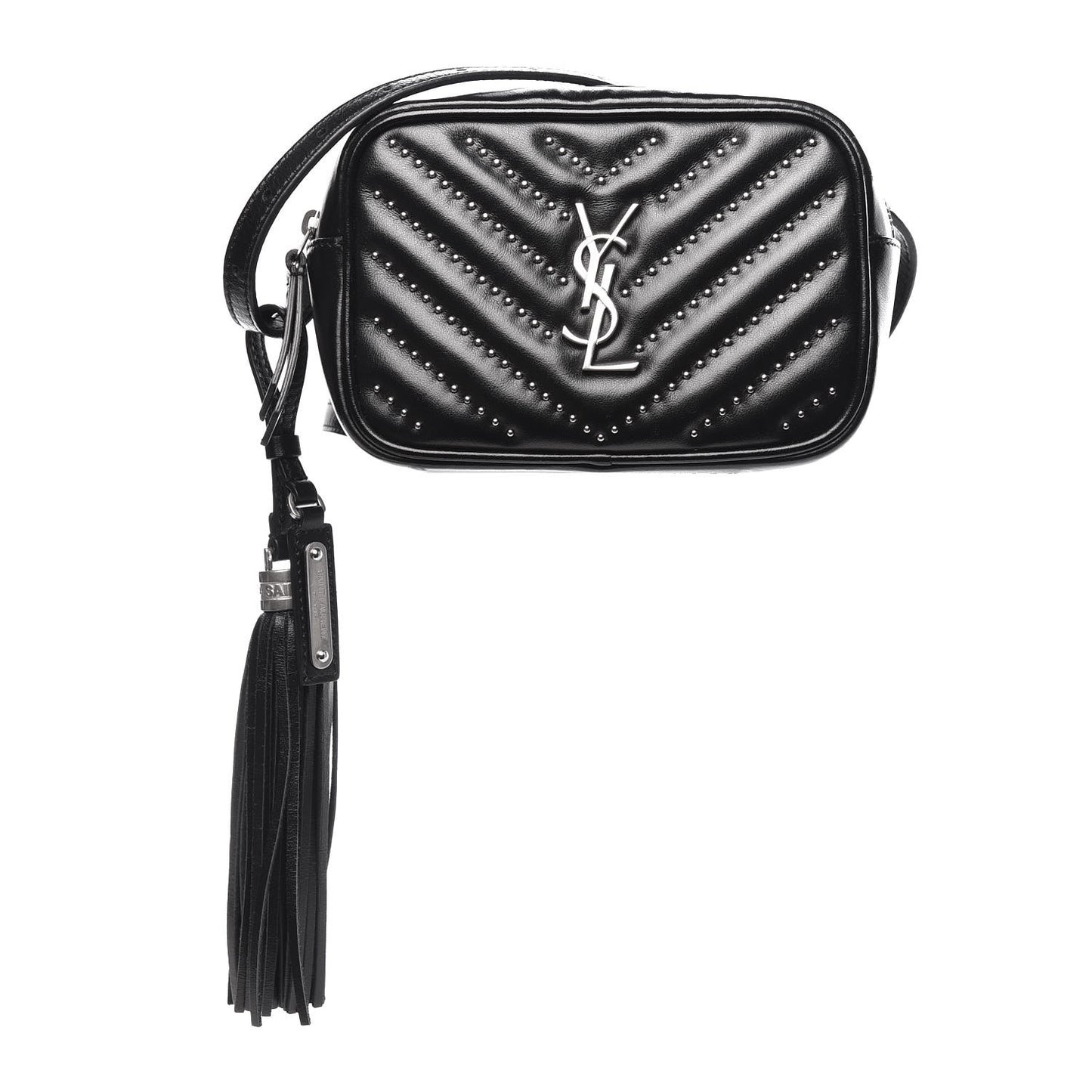 Calfskin Matelasse Studded Monogram Lou Belt Bag Black