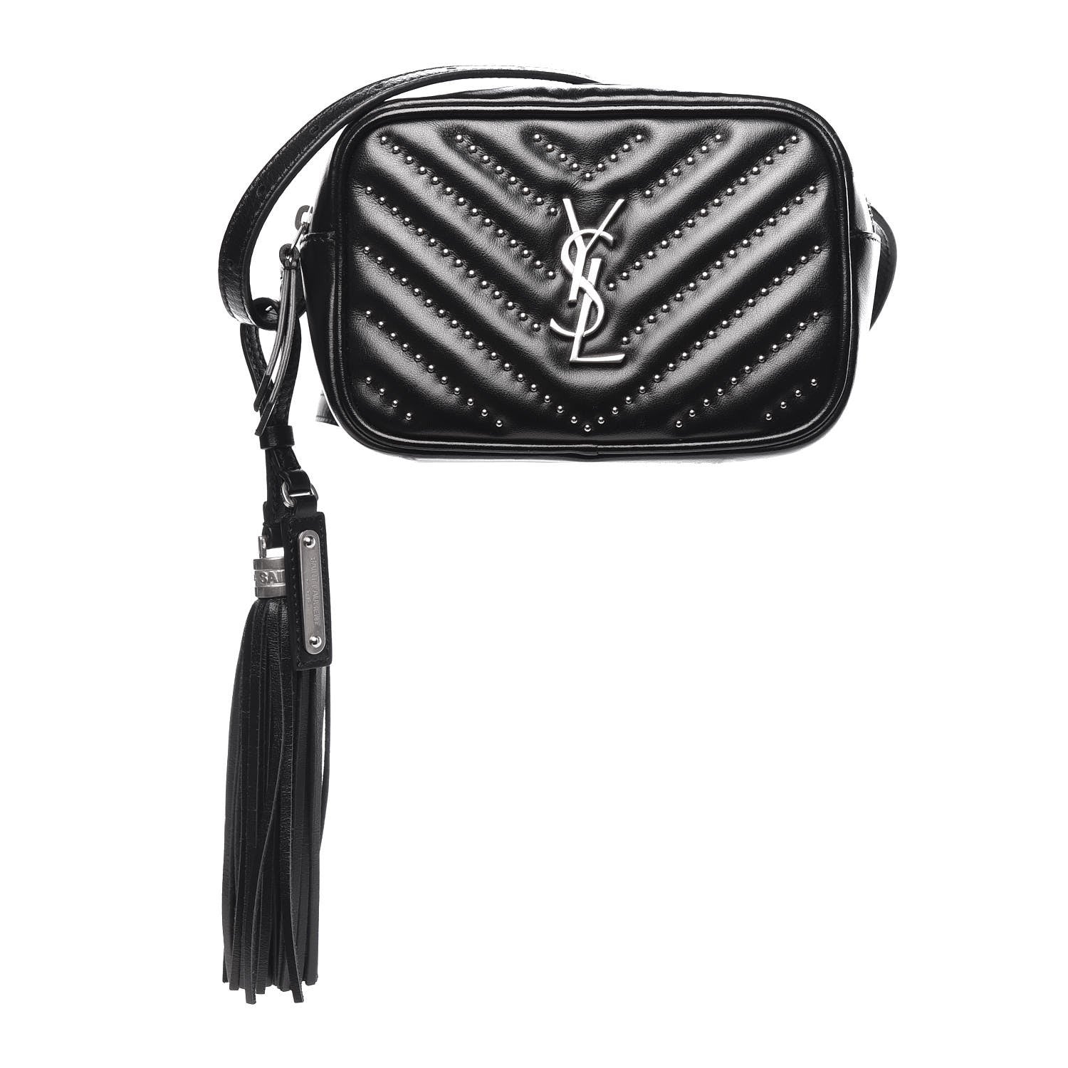 Saint Laurent Calfskin Matelasse Studded Monogram Lou Belt Bag Black 1 of 11
