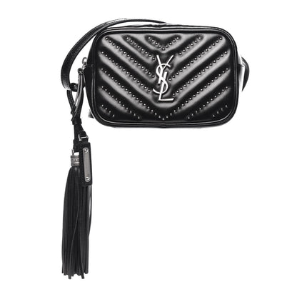 Saint Laurent Calfskin Matelasse Studded Monogram Lou Belt Bag Black 1 of 11