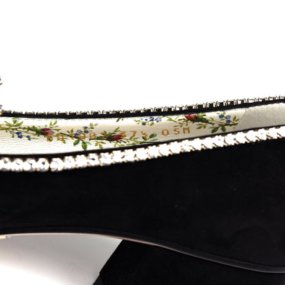 Gucci Kid Scamosciato Crystal GG Marmont Fringe 50mm Loafer Pumps 37.5 Black 10 of 10