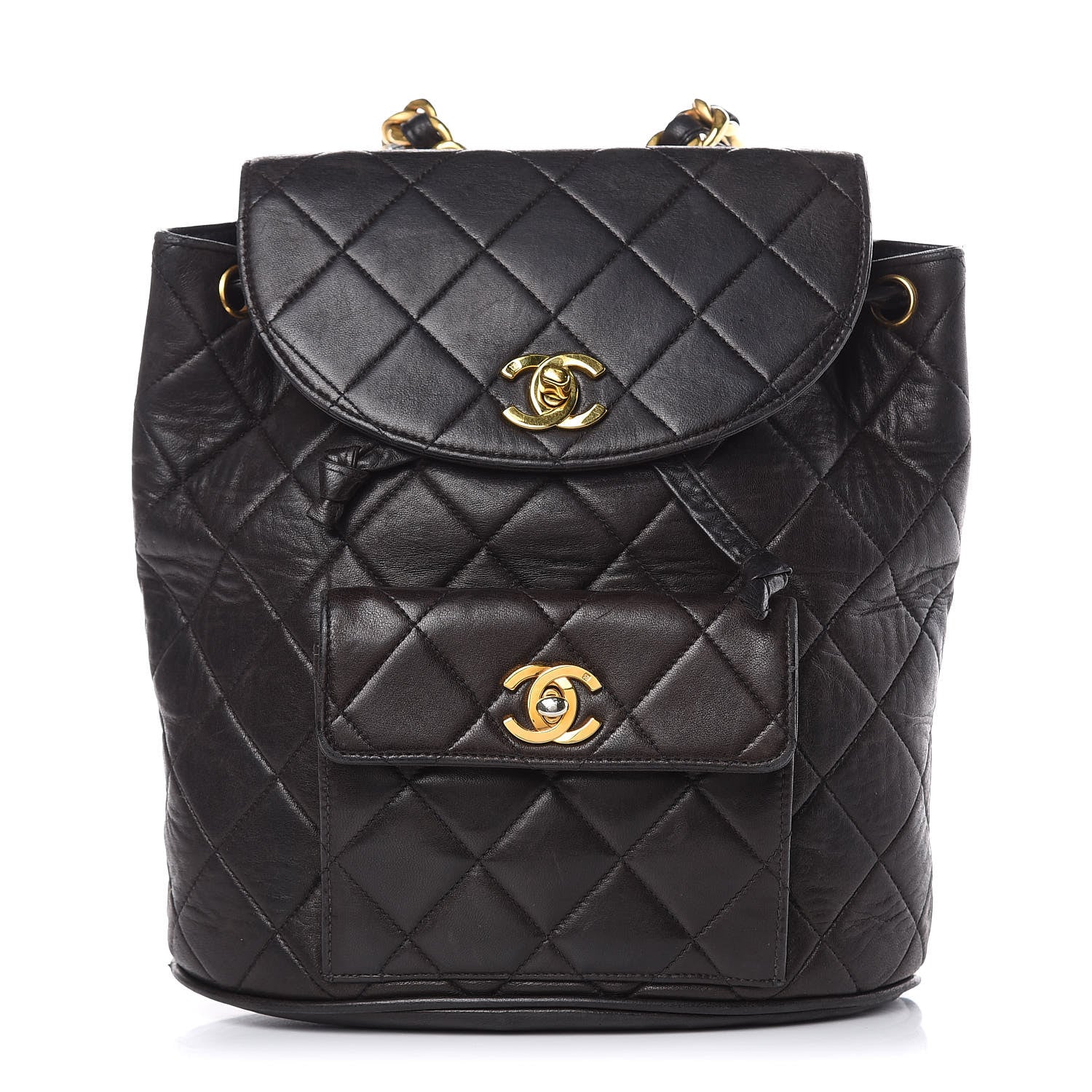 Chanel Lambskin Quilted Drawstring Backpack Black 1 of 18