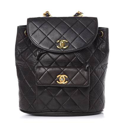 Chanel Lambskin Quilted Drawstring Backpack Black 1 of 18