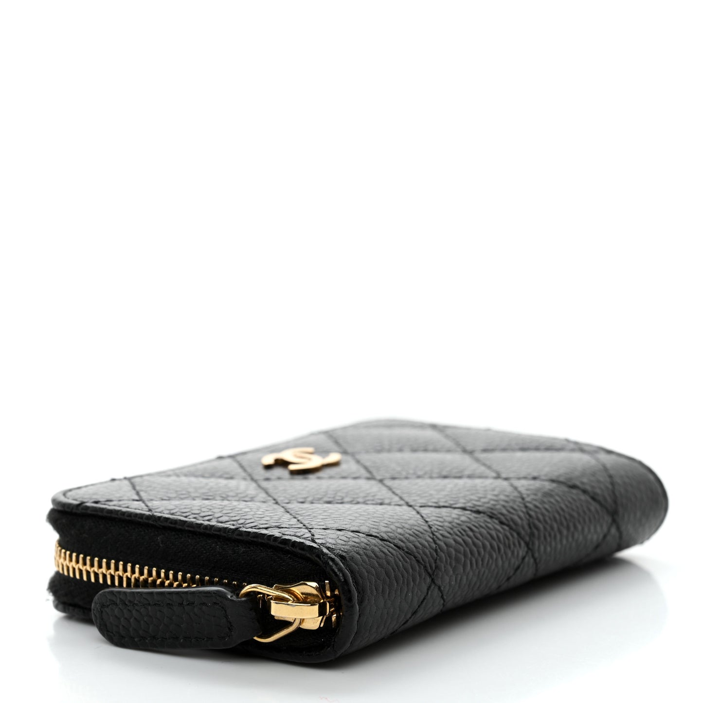 Caviar Quilted Zip Coin Purse Black
