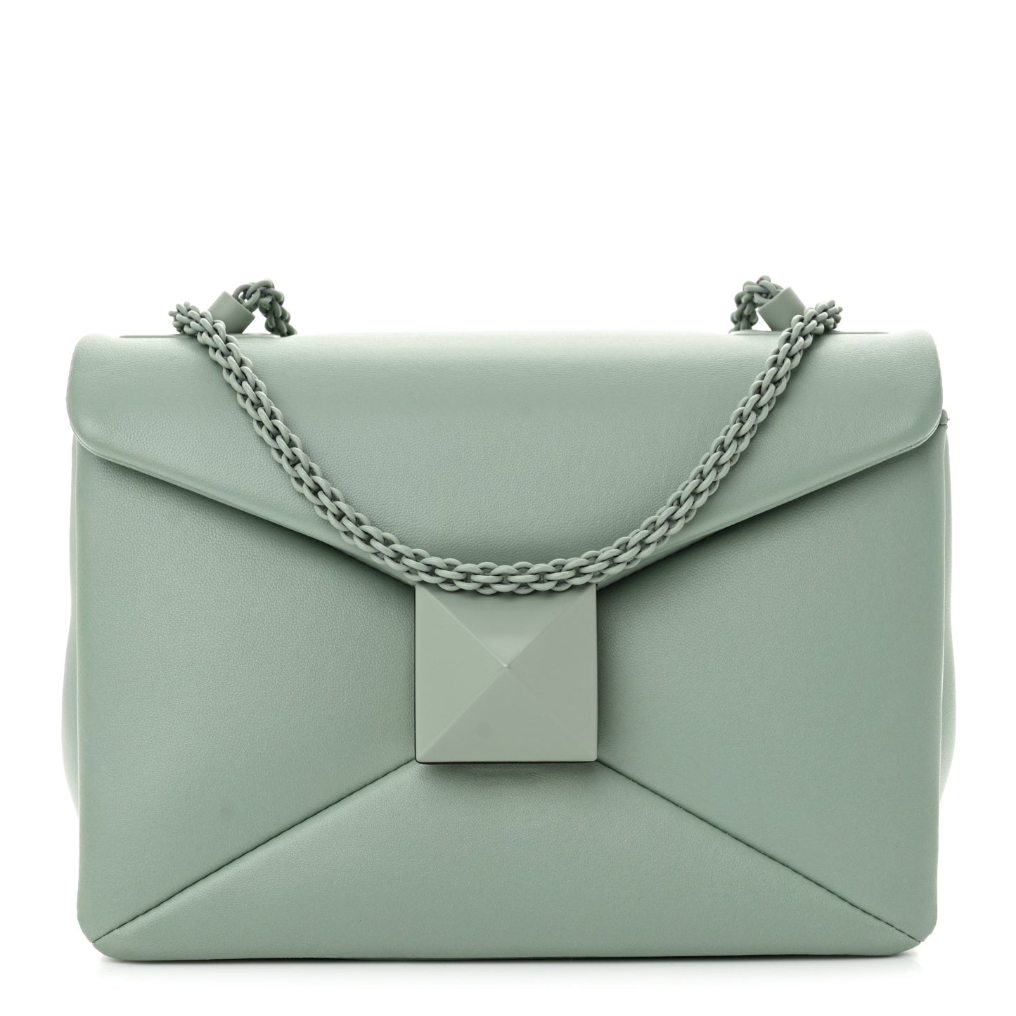 Nappa Lacquer Monochrome One Stud Chain Clutch Morning Dew