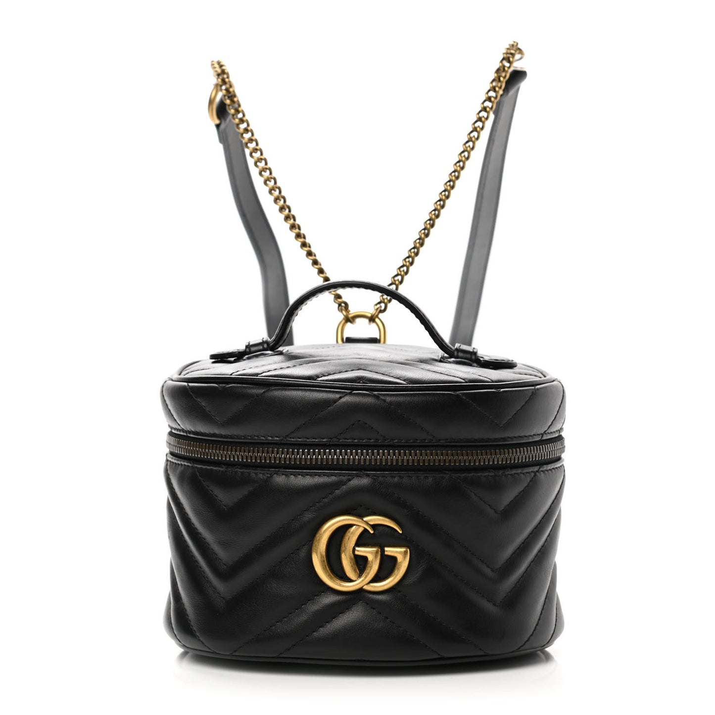 Calfskin Matelasse Mini GG Marmont Round Backpack Black