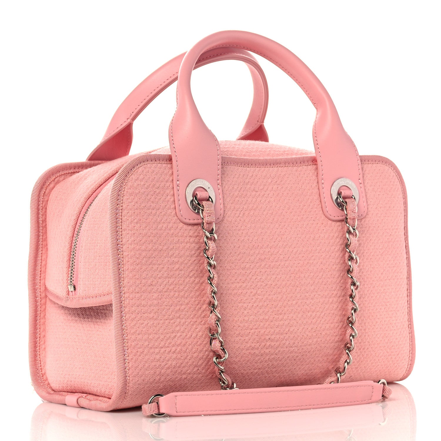 Chanel Canvas Deauville Small Bowling Bag Pink 3 of 9