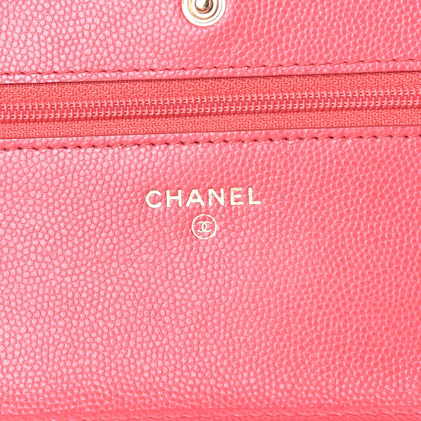 Caviar Quilted Wallet on Chain WOC Coral