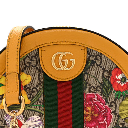 Gucci GG Supreme Monogram Flora Web Mini Ophidia Round Shoulder Bag Beige Multicolor Crop 9 of 12