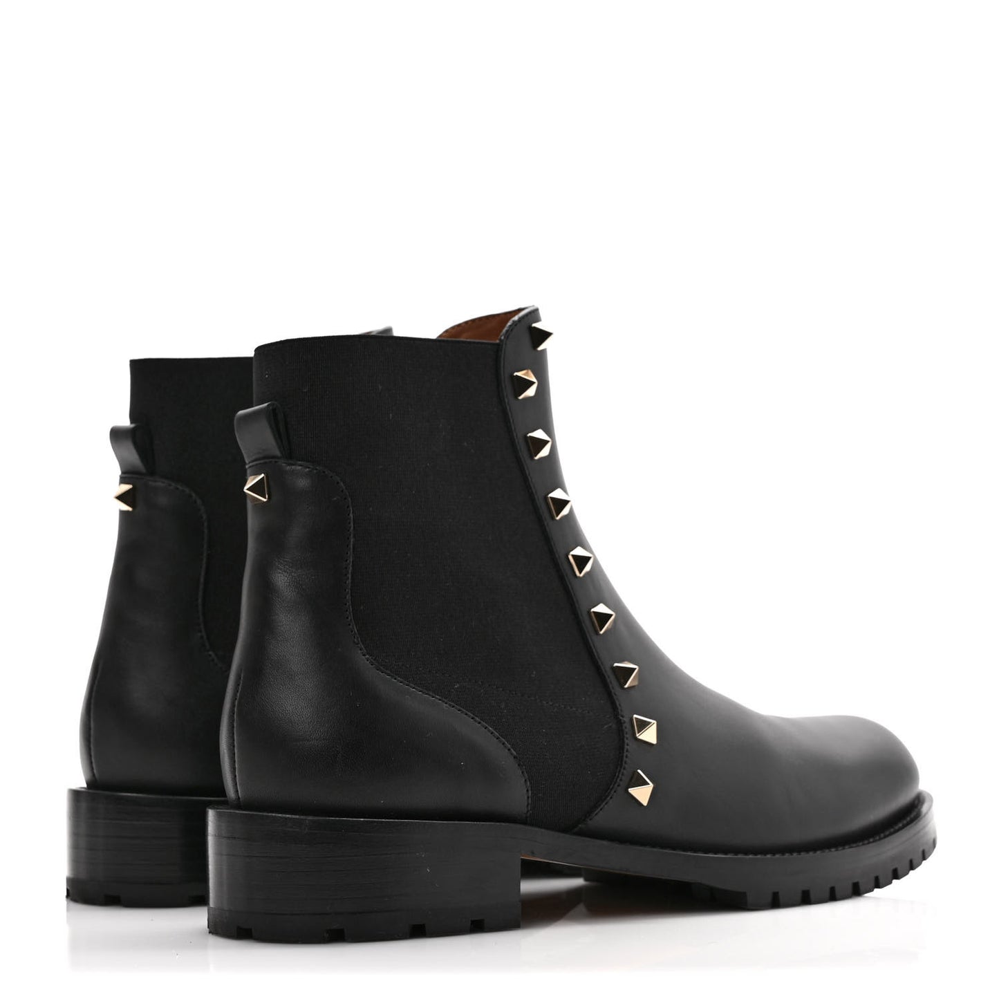Calfskin Rockstud Beatle Chelsea 20mm Ankle Boots 38 Black