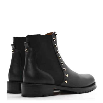 Valentino Garavani Calfskin Rockstud Beatle Chelsea 20mm Ankle Boots 38 Black 4 of 8