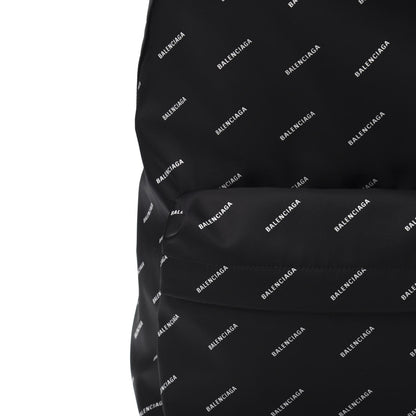 Balenciaga Twill Nylon Allover Logo Print Explorer Backpack Black White 8 of 8