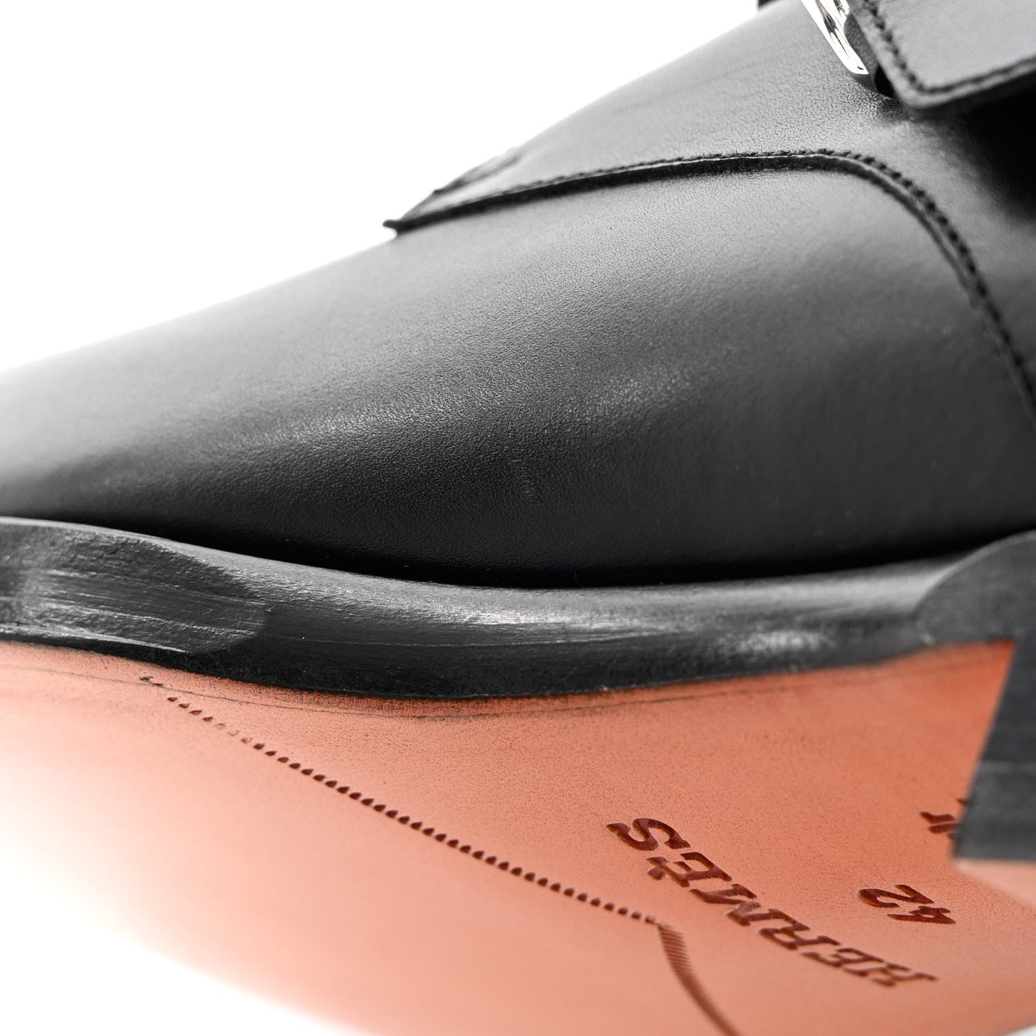 Hermes Calfskin Mens Buckle Loafers 42 Black 9 of 19