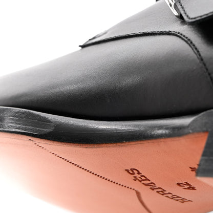 Hermes Calfskin Mens Buckle Loafers 42 Black 9 of 19