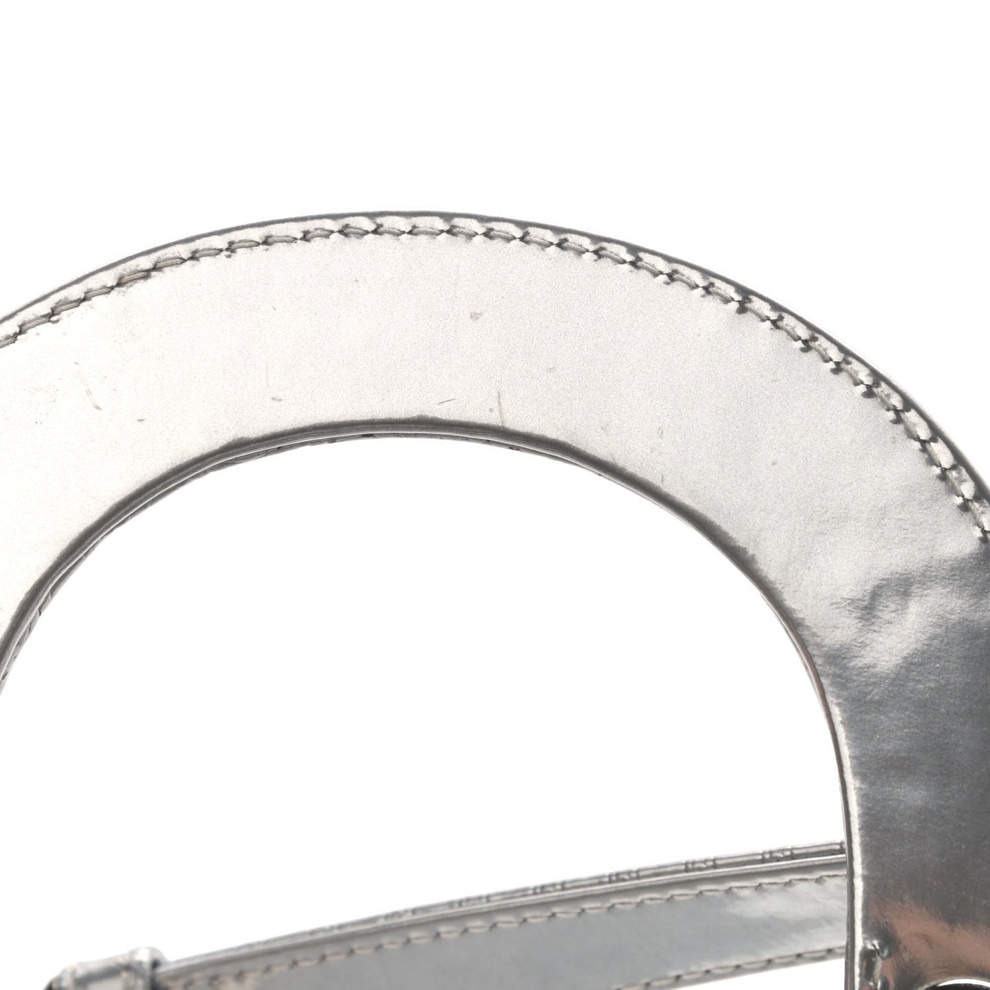 Metallic Patent Micro-Cannage Mini Lady Dior Silver