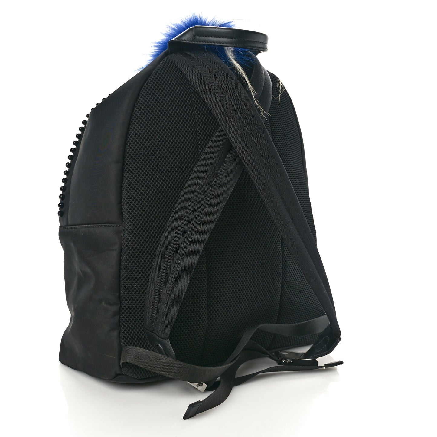 Nylon Vitello Century Mink Fox Goat Fur Studded Karlito Backpack Black Multicolor