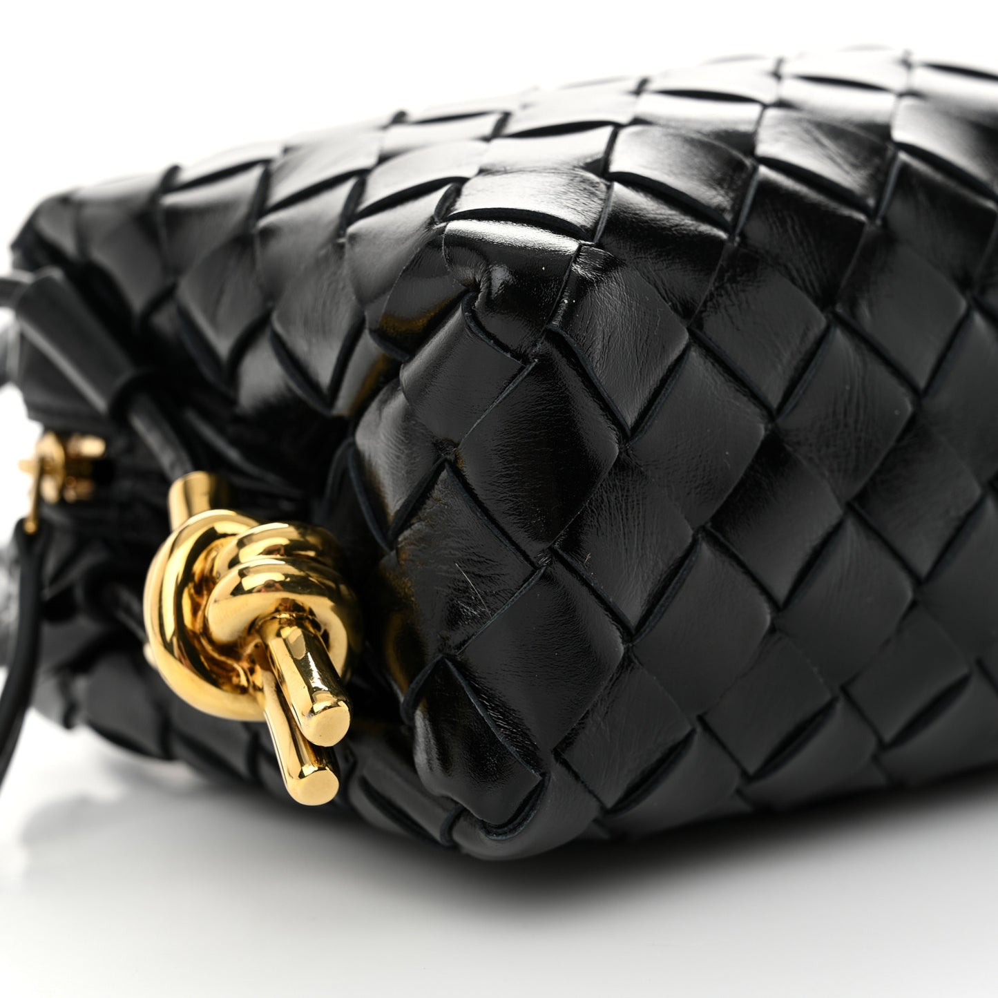 Nappa Intrecciato Metallic Knot Mini Loop Camera Bag Black