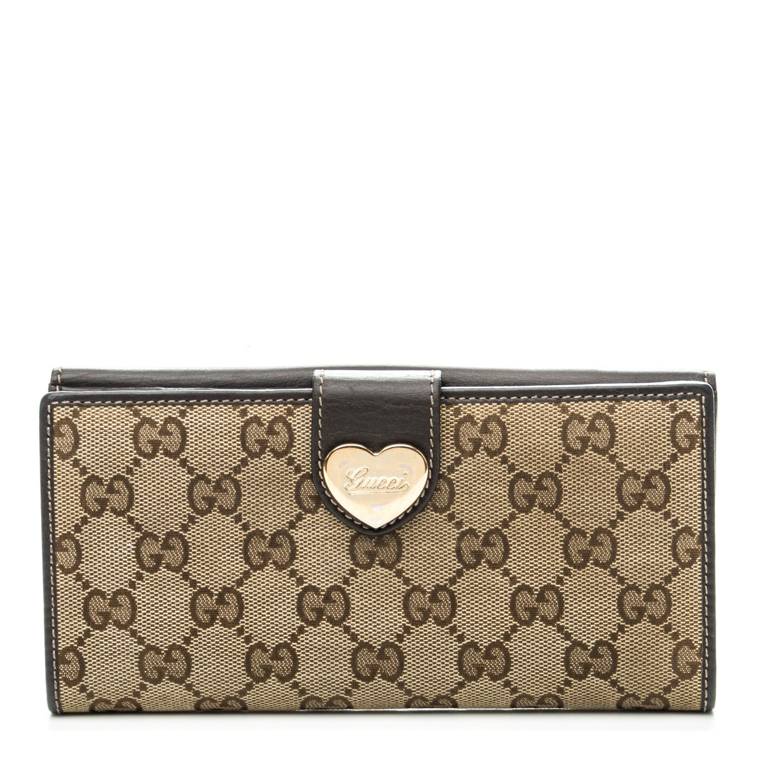 Gucci Monogram Heart Continental Wallet Dark Brown 1 of 7