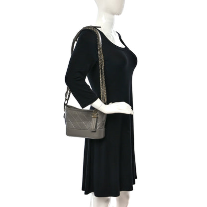 Chanel Aged Calfskin Quilted Small Gabrielle Hobo Grey 2 of 9