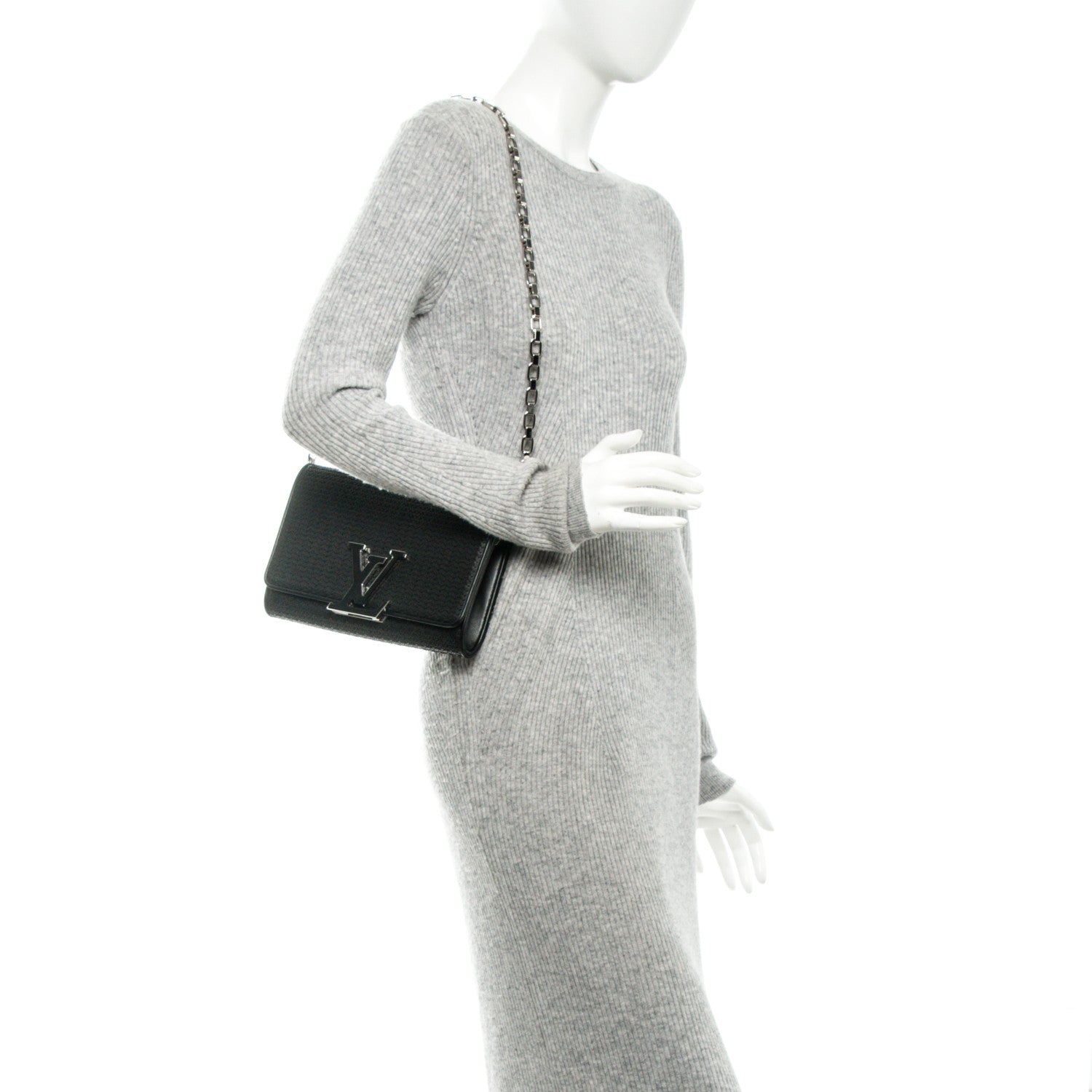 Louis Vuitton Sequin Calfskin Chain Louise GM Black 2 of 6