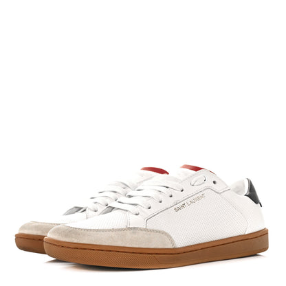 Saint Laurent Calfskin Perforated Suede SL10 Court Classic Low Top Sneakers 37 White 3 of 10