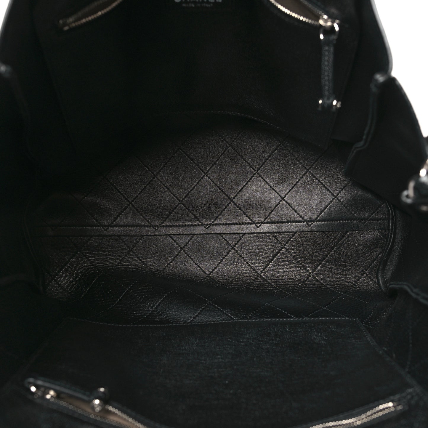 Caviar Stitched Large Lady Coco Shopping Tote Black