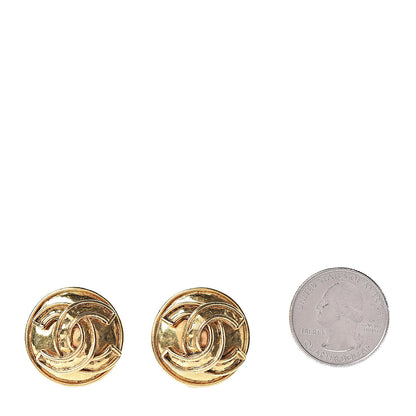 Chanel CC Button Clip On Earrings Gold 2 of 4