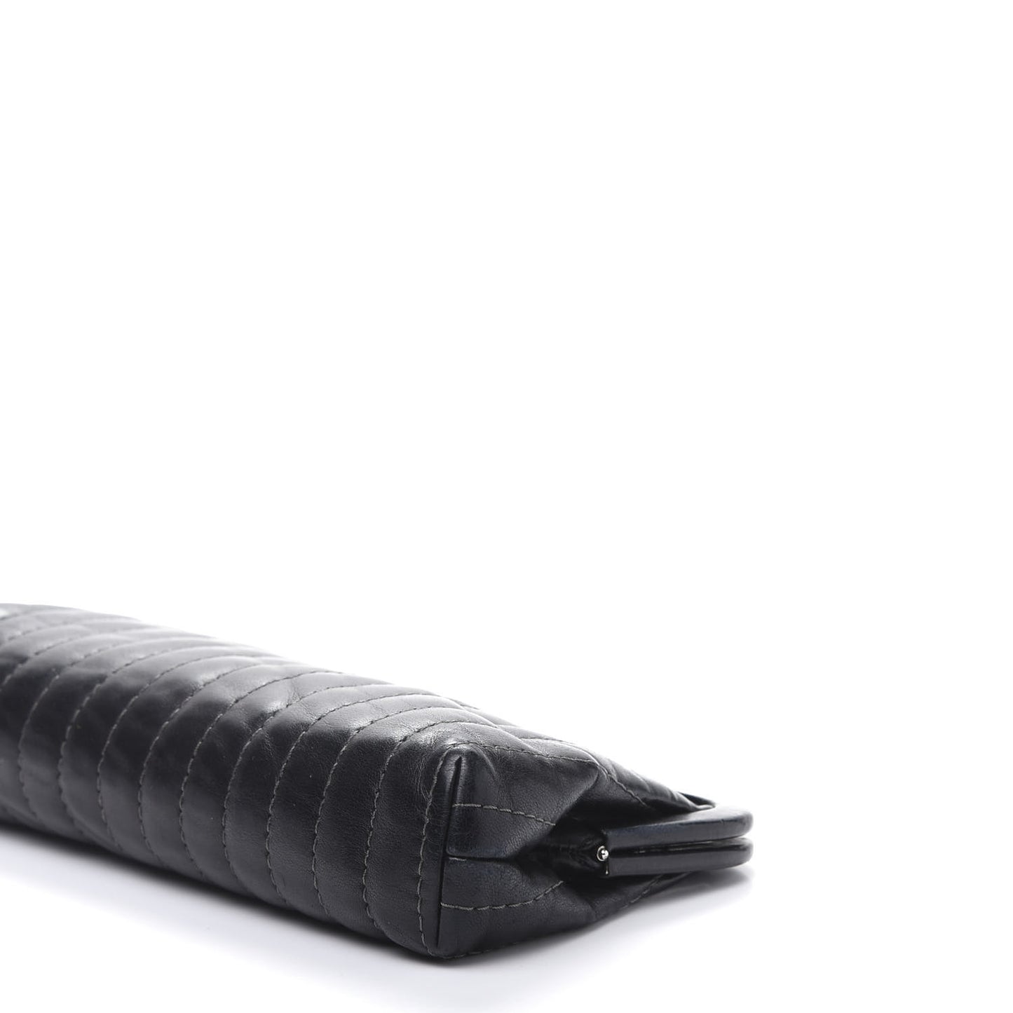 Lambskin Vertical Quilted Mademoiselle Clutch Black