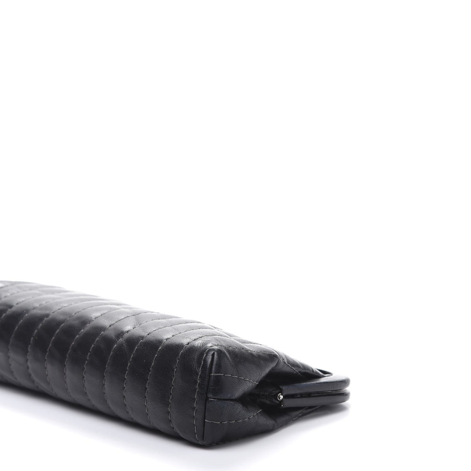 Chanel Lambskin Vertical Quilted Mademoiselle Clutch Black 9 of 10