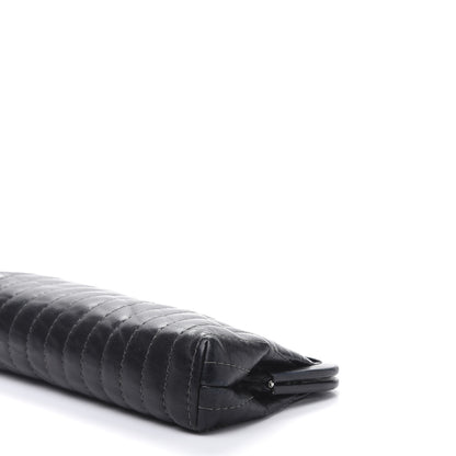 Chanel Lambskin Vertical Quilted Mademoiselle Clutch Black 9 of 10
