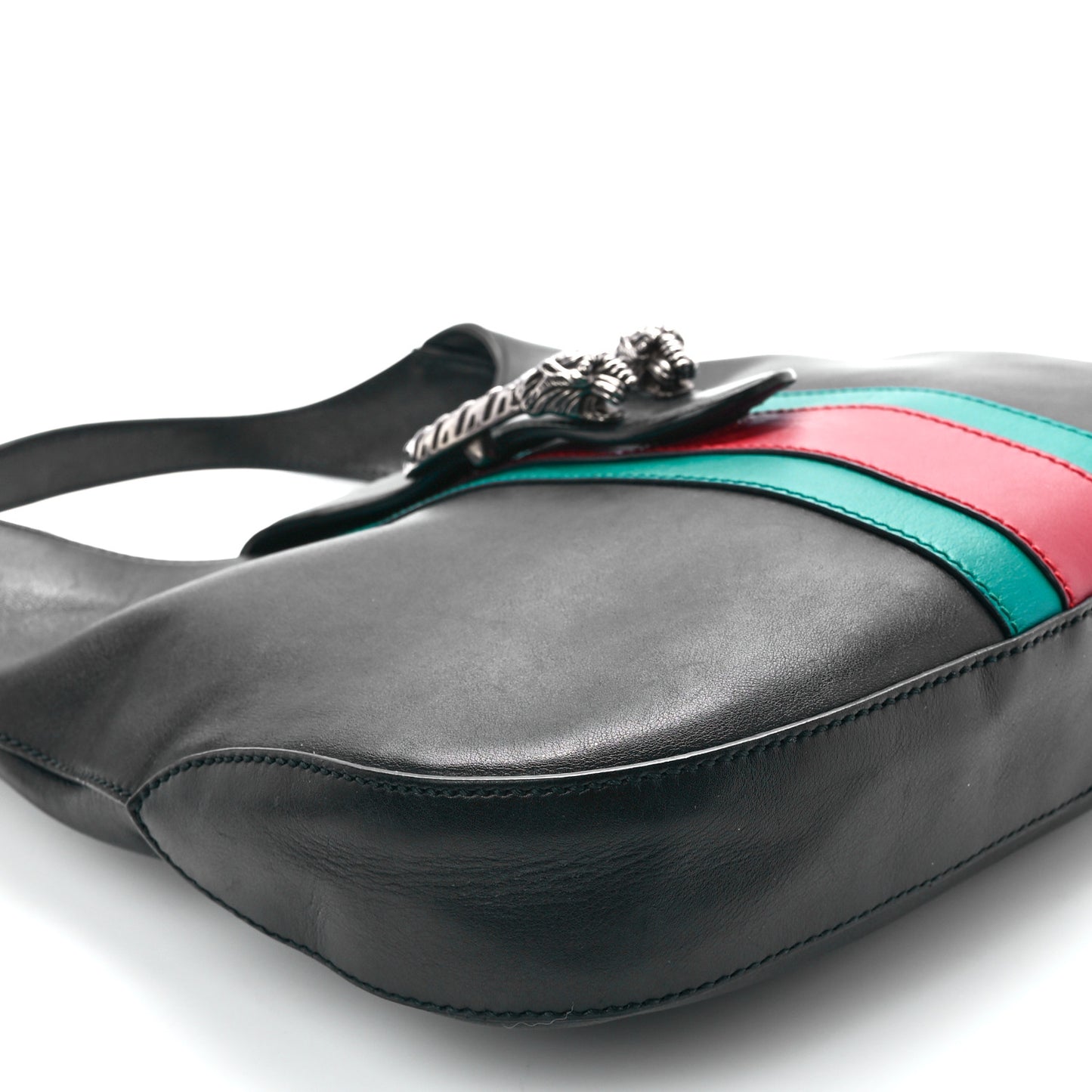 Calfskin Web Stripe Small Dionysus Hobo Black