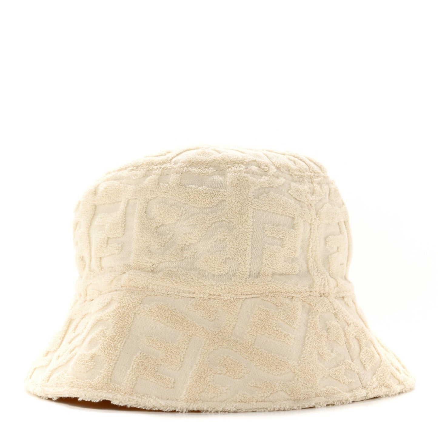 Terrycloth Karligraphy Embroidered Bucket Hat M White