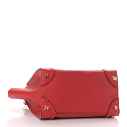 Celine Drummed Calfskin Mini Luggage Coquelicot 4 of 8