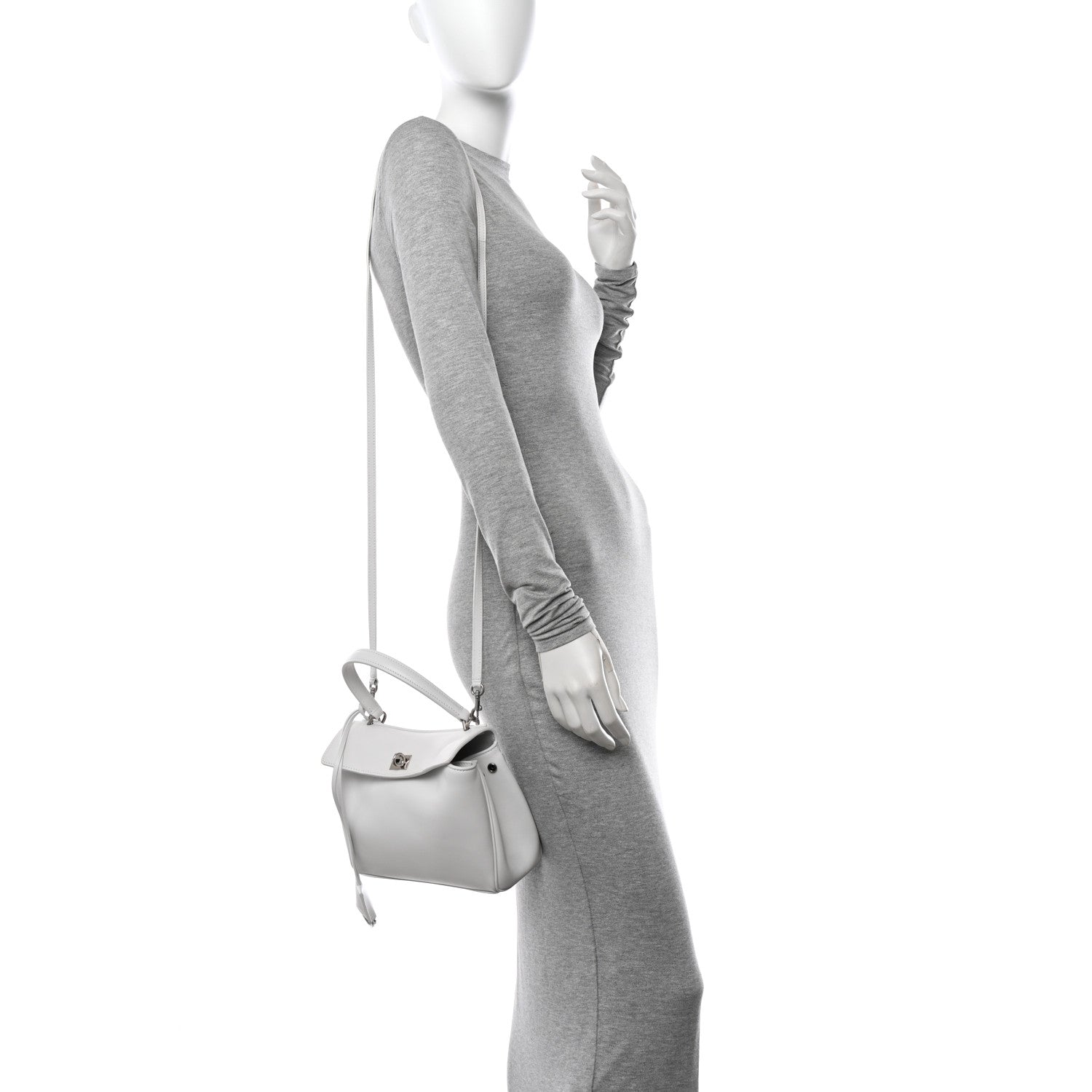 Balenciaga Natural Smooth Calfskin Mini Rodeo Top Handle Handbag Optic White 2 of 11