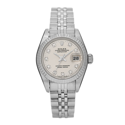 Rolex Stainless Steel 18K White Gold Diamond 26mm Oyster Perpetual Datejust Watch Silver 69174 1 of 5