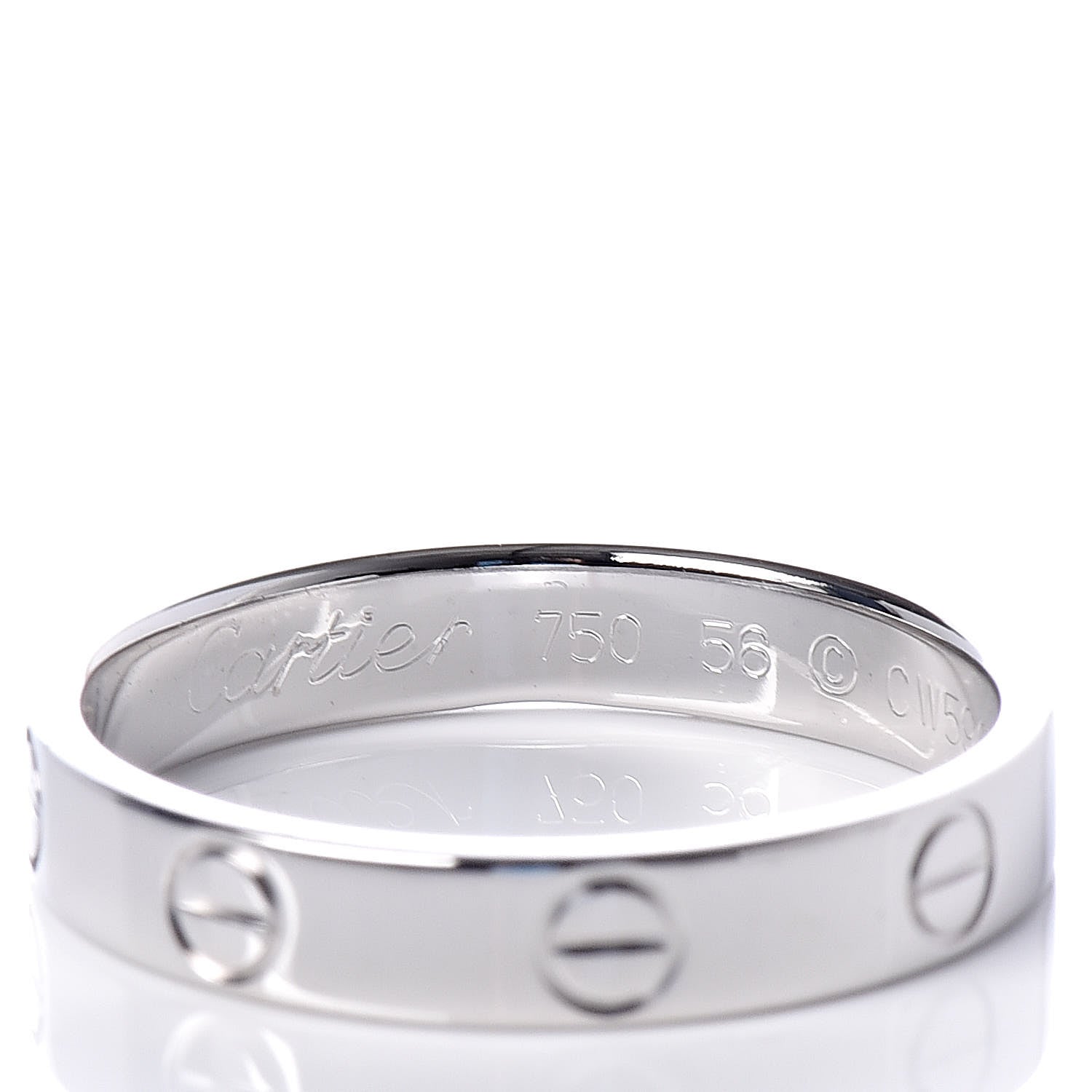 Cartier 18K White Gold 3.5mm LOVE Wedding Band Ring 56 7.5 4 of 4