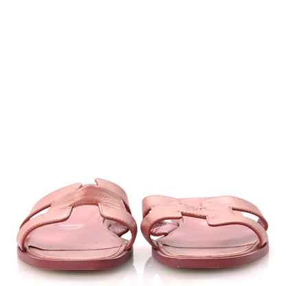 Hermes Goatskin Oran Sandals 37 Rouge Blush 3 of 13