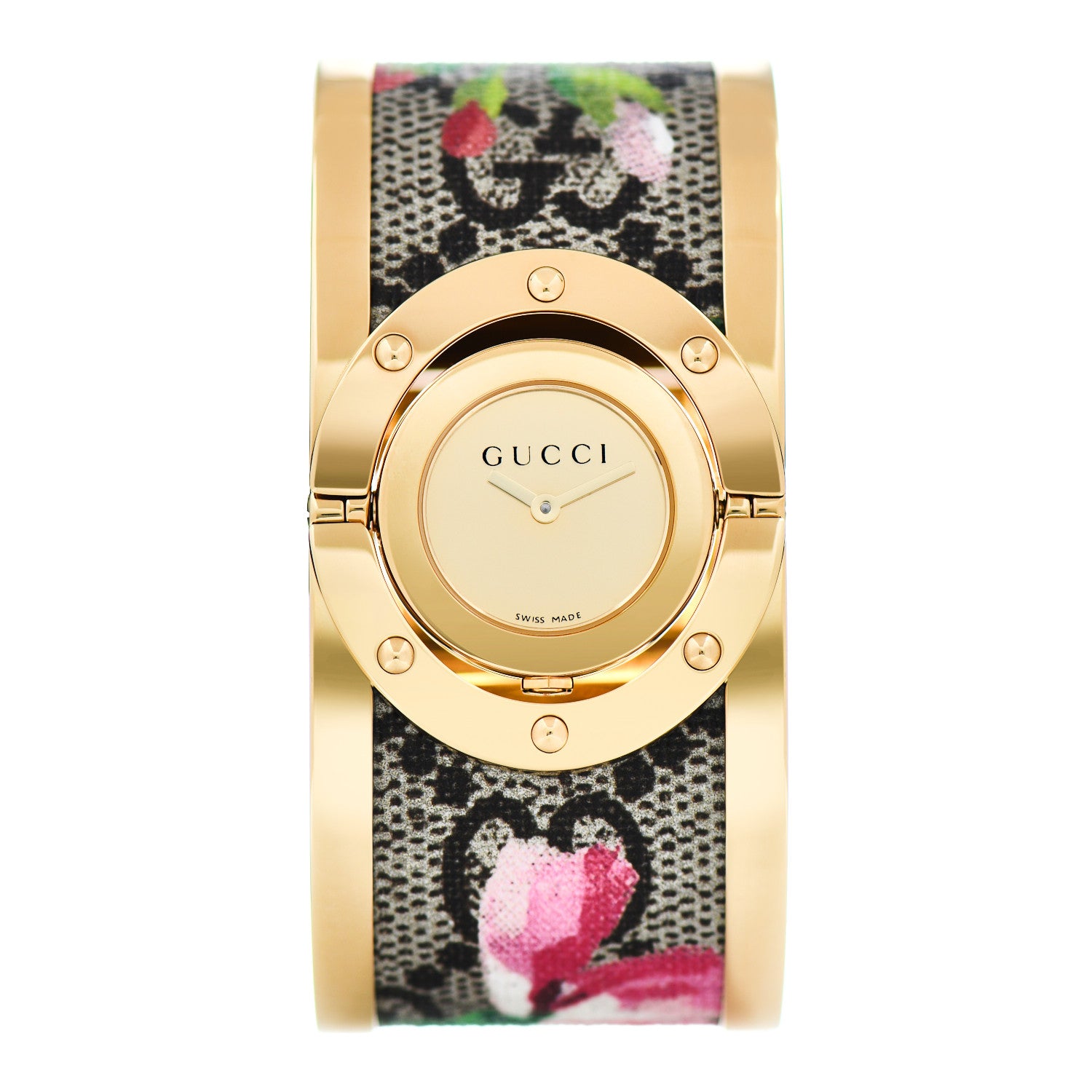 Gucci Stainless Steel Canvas 33mm Twirl GG Supreme Blooms Quartz Watch 1 of 5