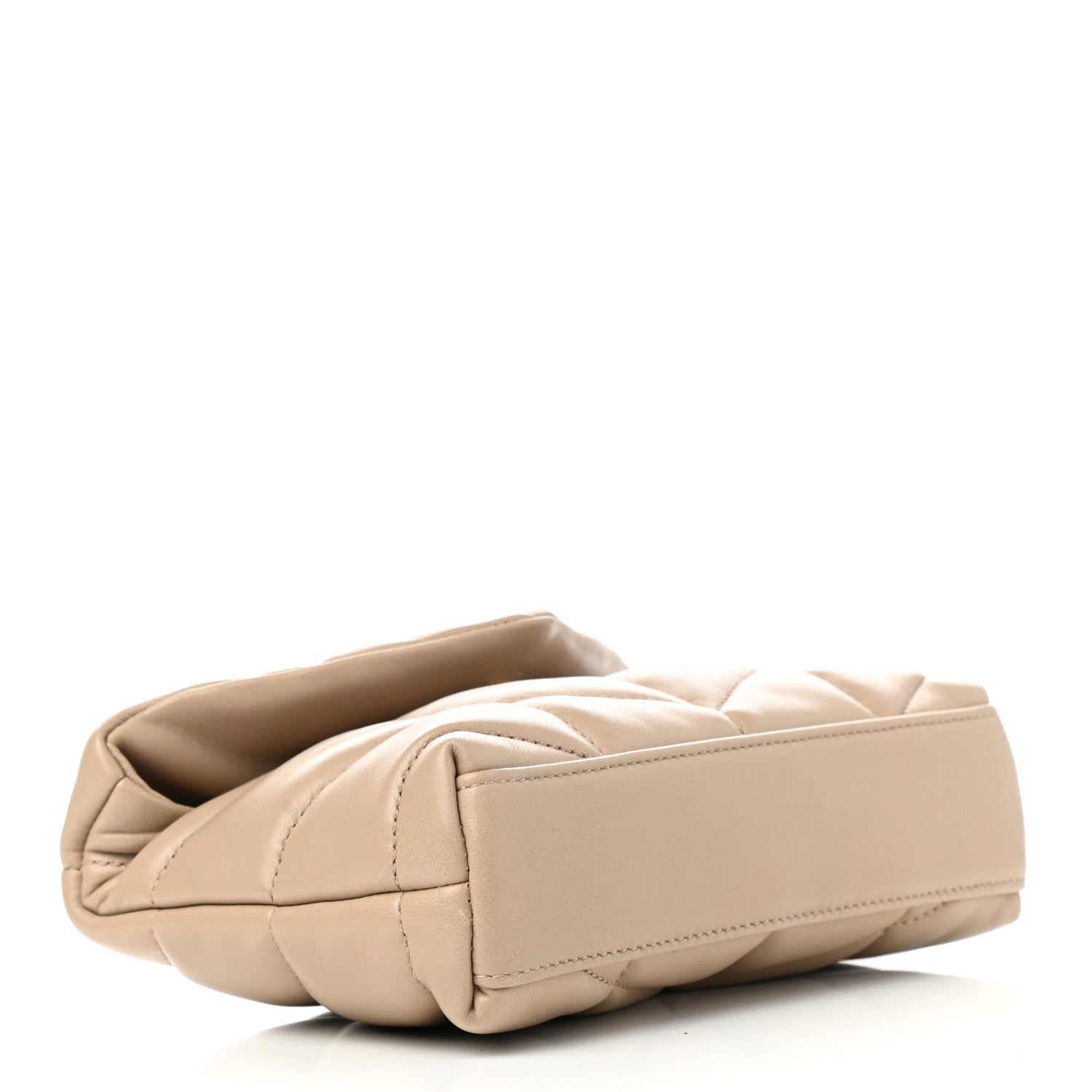 Saint Laurent Lambskin Monogram Loulou Puffer Pouch Clutch Dark Beige 5 of 9