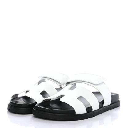 Hermes Calfskin Womens Chypre Sandals 37 White 2 of 8